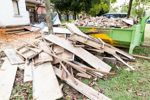 Variety of construction waste materials ready for disposal