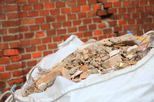 Commercial construction site with organized waste removal